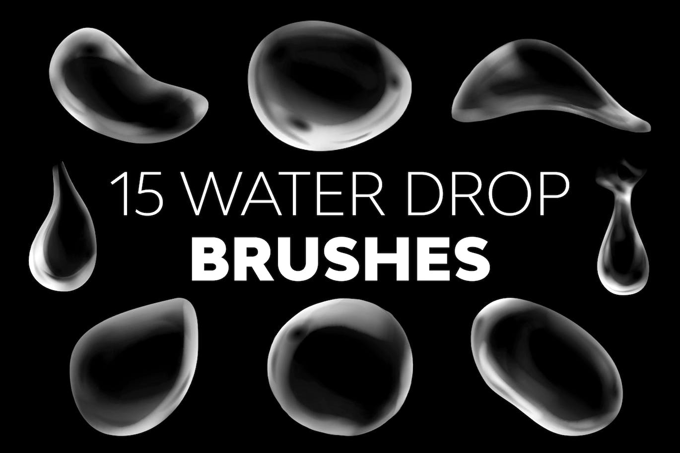 15个水滴笔刷PS笔刷素材包