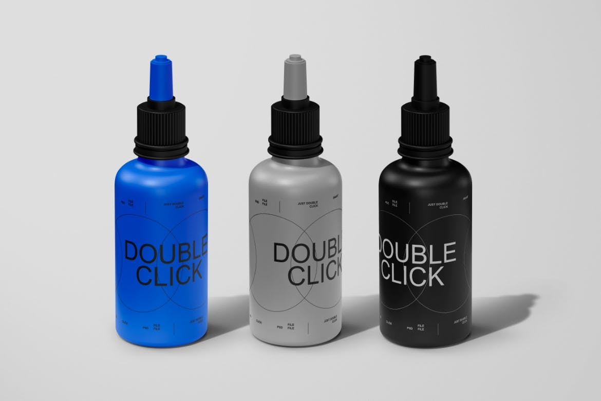 效果逼真的滴管瓶包装展示PSD样机素材包