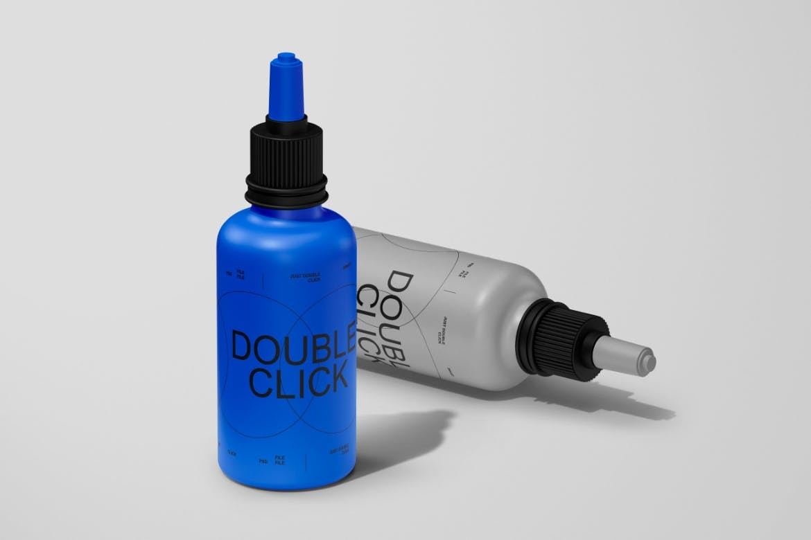 效果逼真的滴管瓶包装展示PSD样机素材包