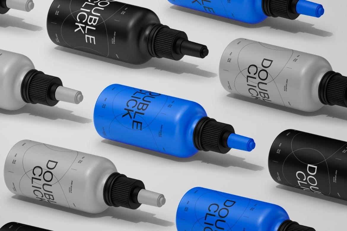 效果逼真的滴管瓶包装展示PSD样机素材包