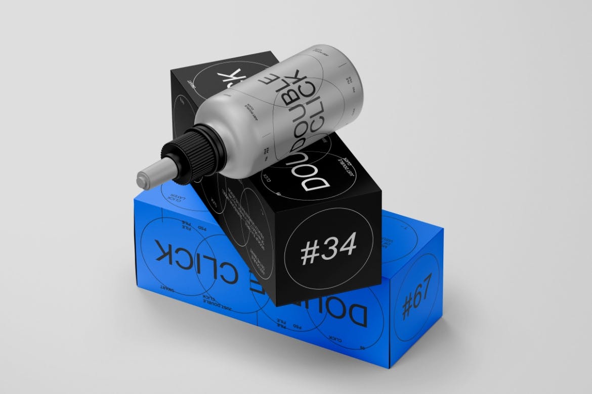 效果逼真的滴管瓶包装展示PSD样机素材包