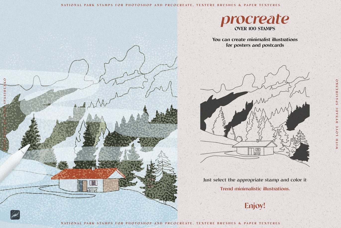 国家公园图案Procreate笔刷素材包