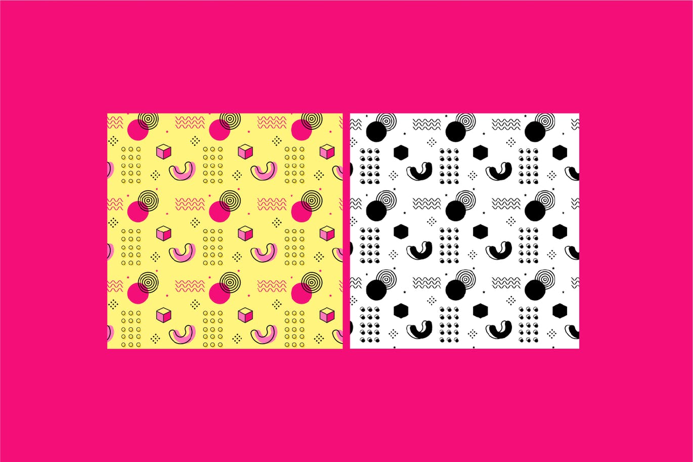 一套艳丽的孟菲斯背景AI矢量图案素材包