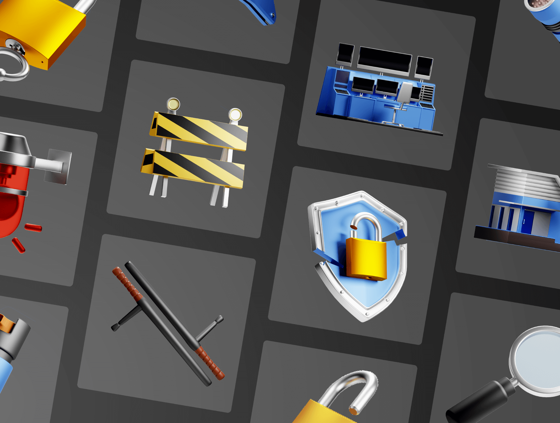 30个网络安全相关的3D图标素材包（Blender）