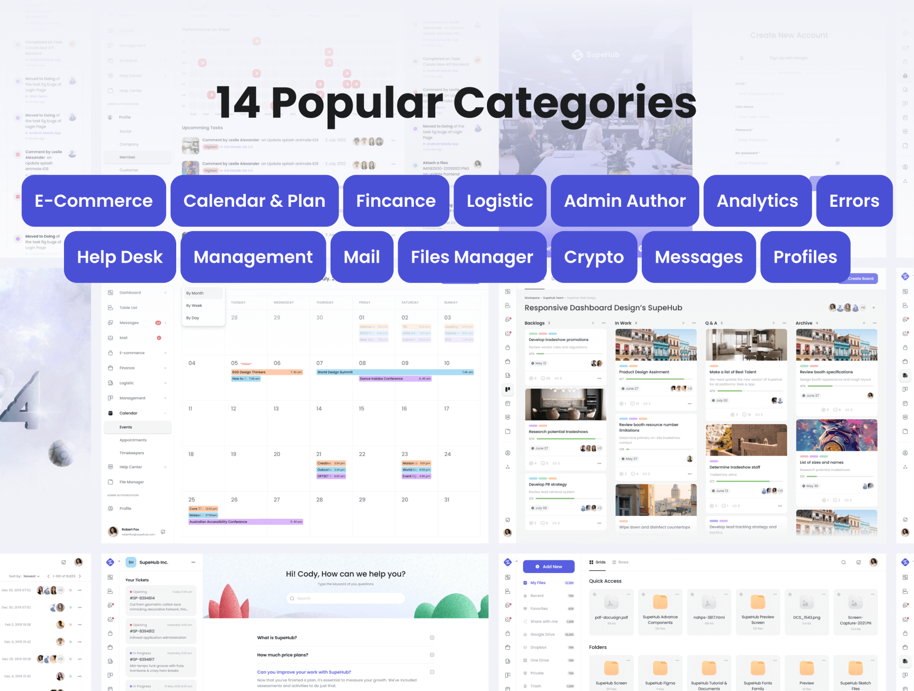 130个配色清爽风格简洁的多用途后台管理UI界面素材包