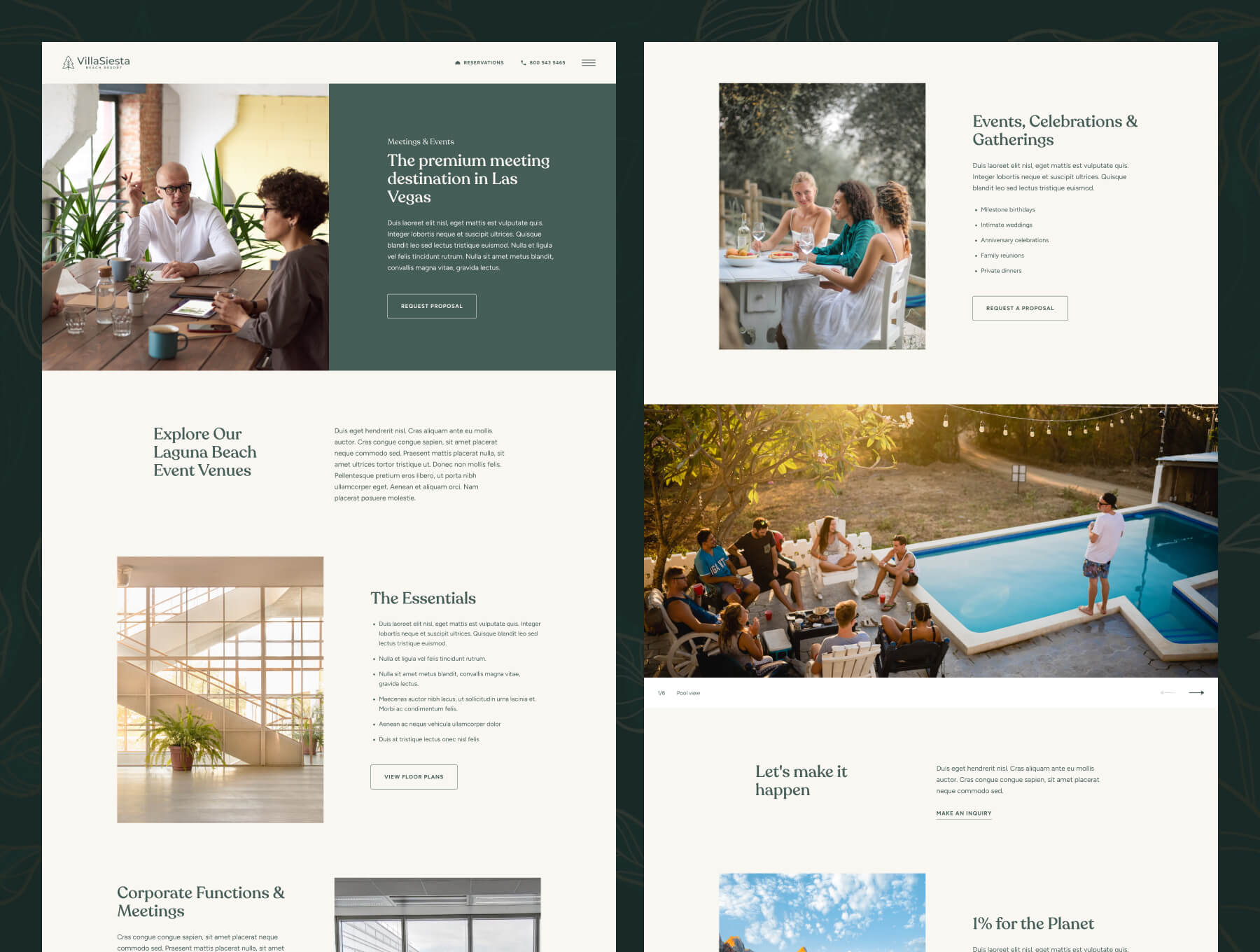 20个绿色优雅高级配色酒店度假村主题网站素材包（Figma）