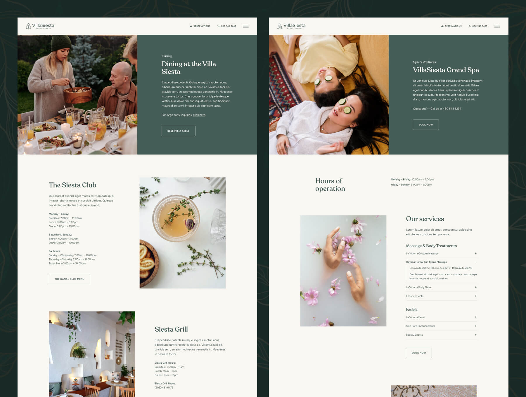 20个绿色优雅高级配色酒店度假村主题网站素材包（Figma）