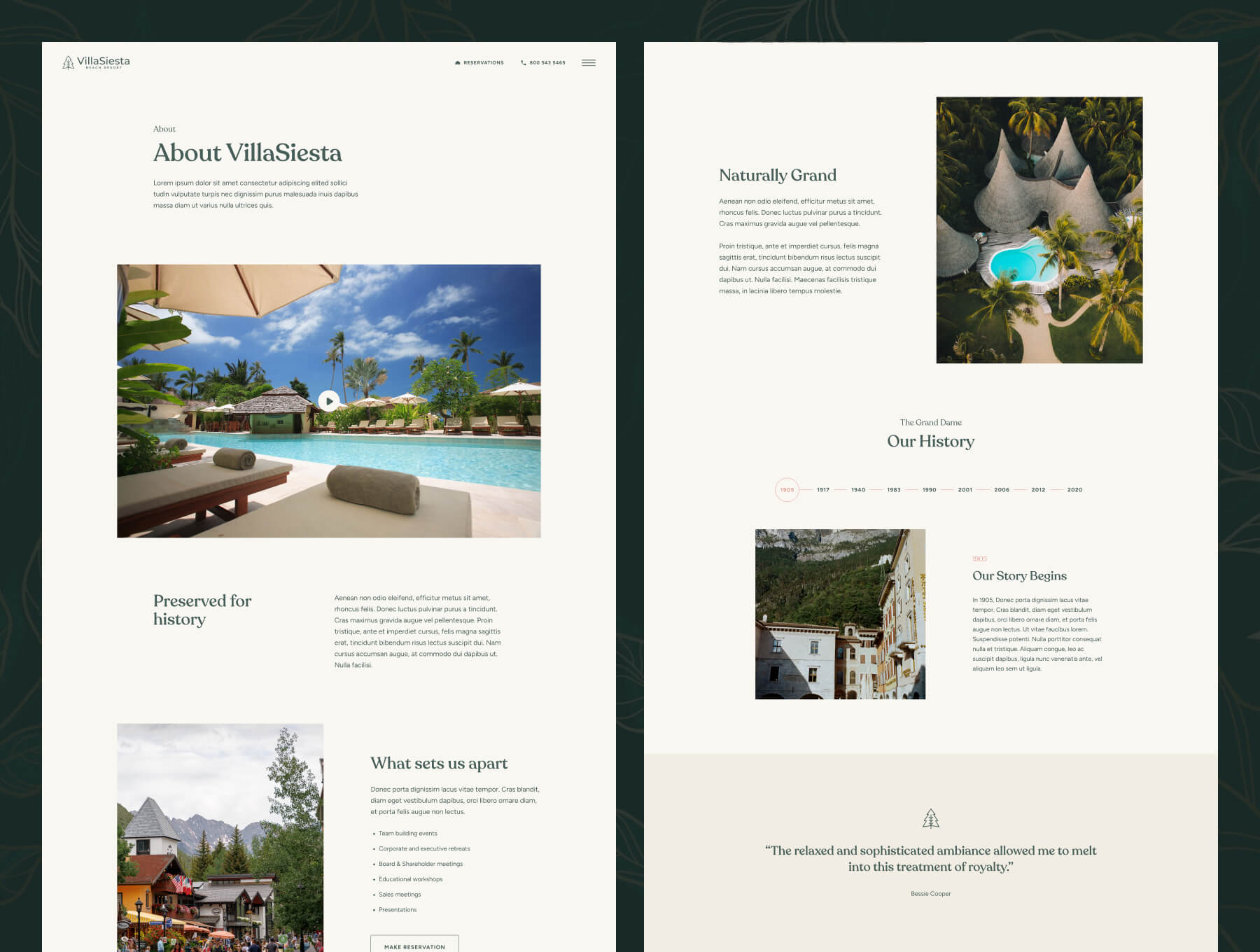 20个绿色优雅高级配色酒店度假村主题网站素材包（Figma）