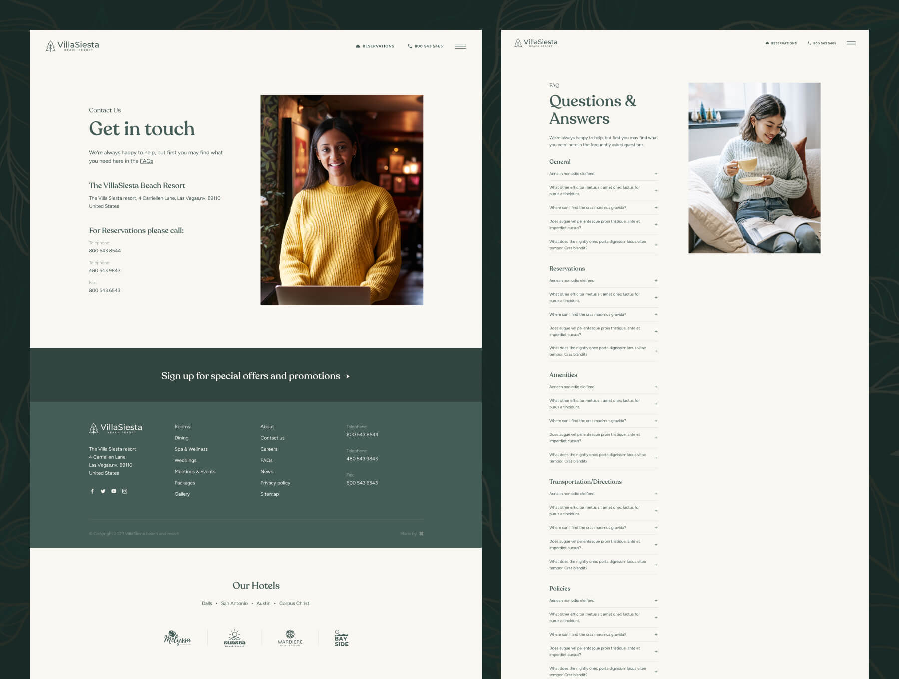 20个绿色优雅高级配色酒店度假村主题网站素材包（Figma）