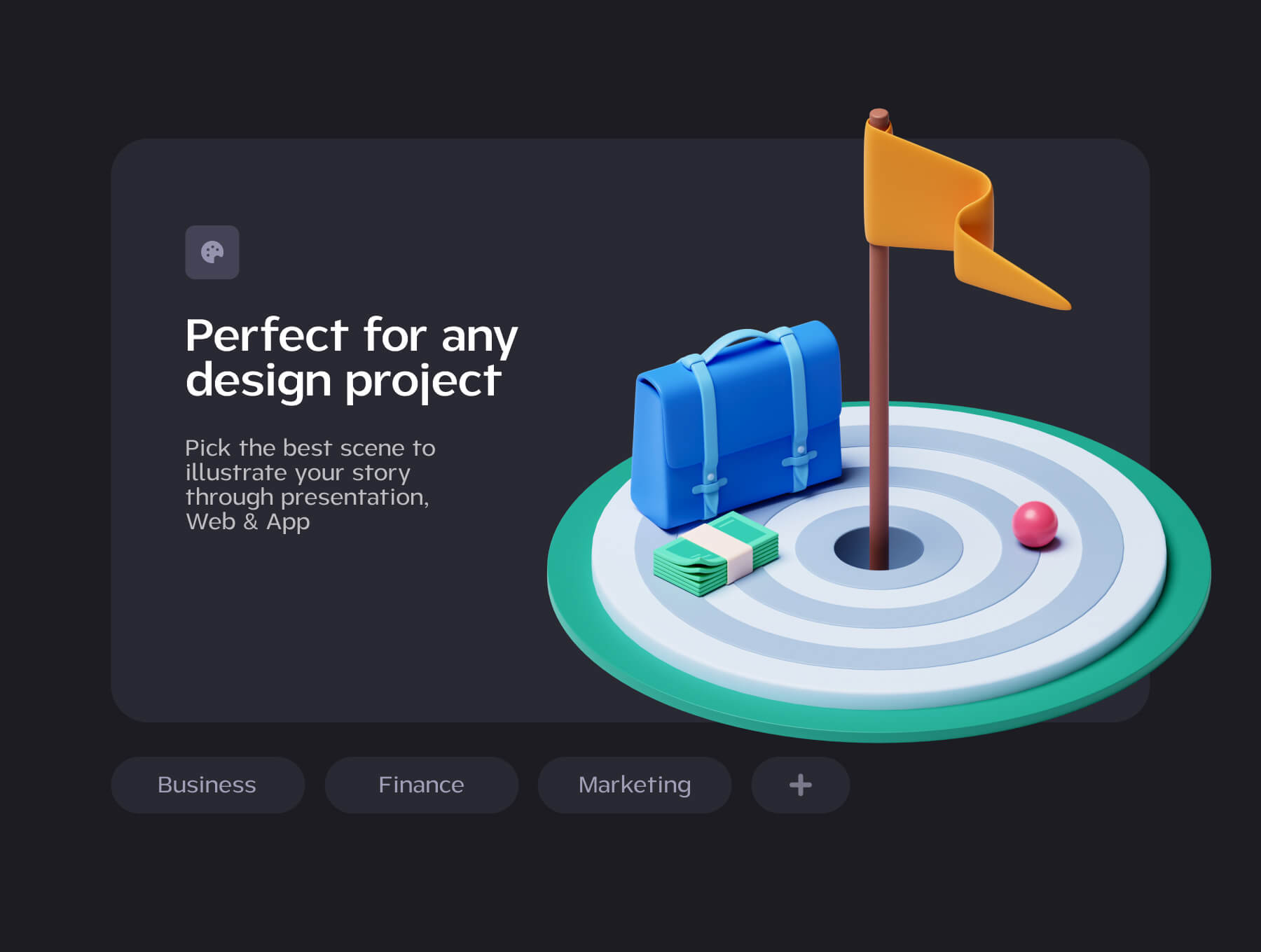 25个蓝色可做为启动页的多风格3D图标素材包