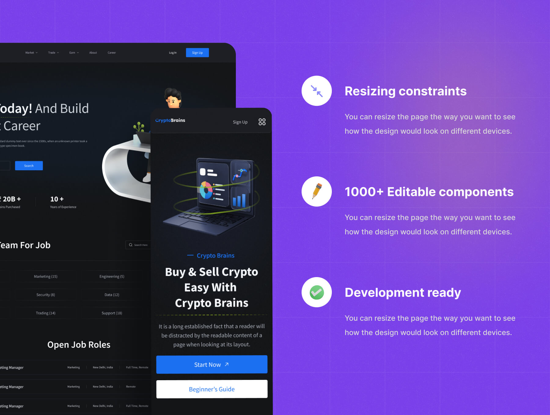 200个精品黑色加密货币交易金融主题素材包(Figma)