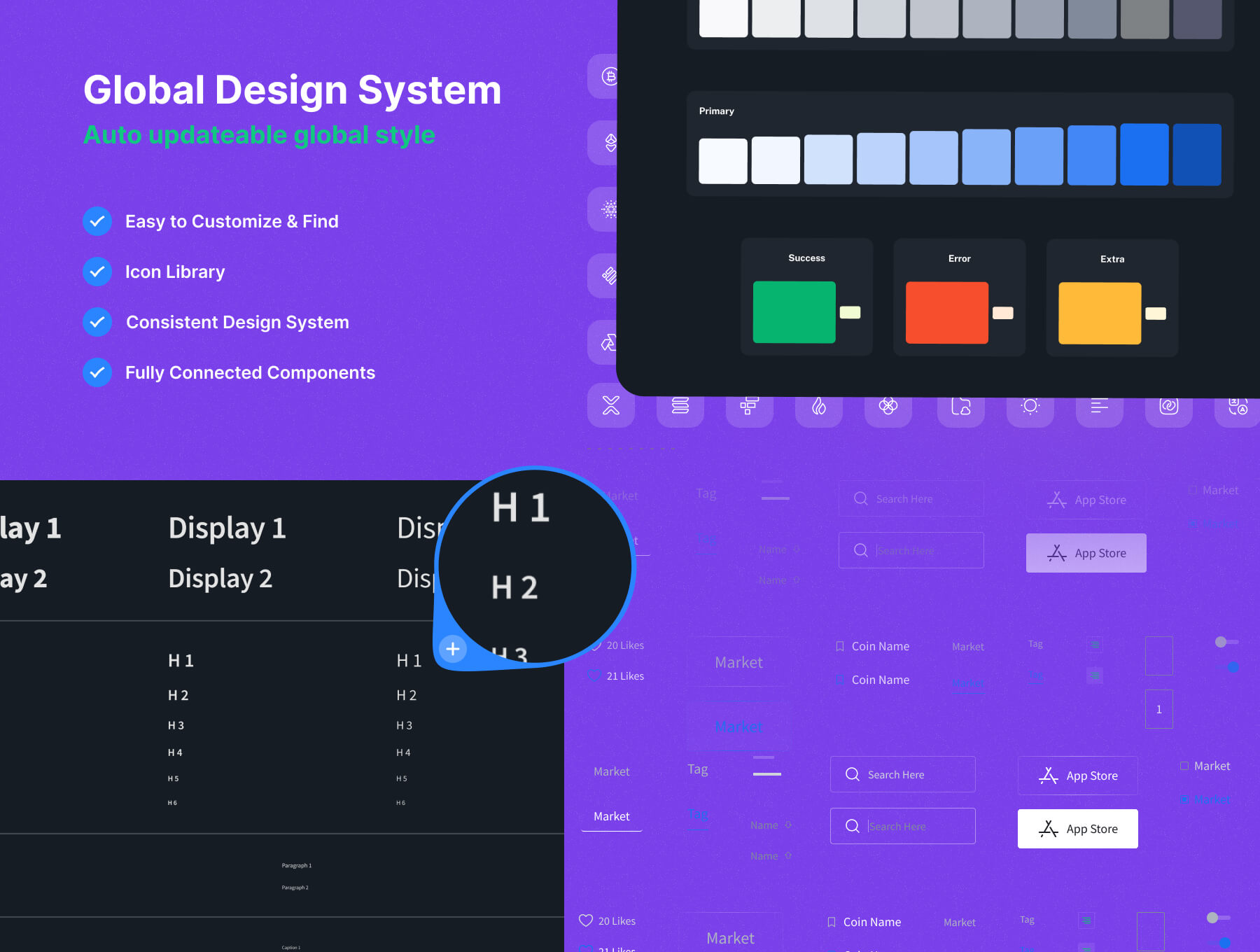 200个精品黑色加密货币交易金融主题素材包(Figma)