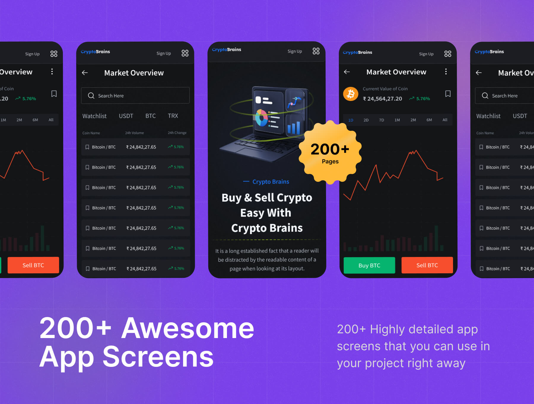200个精品黑色加密货币交易金融主题素材包(Figma)