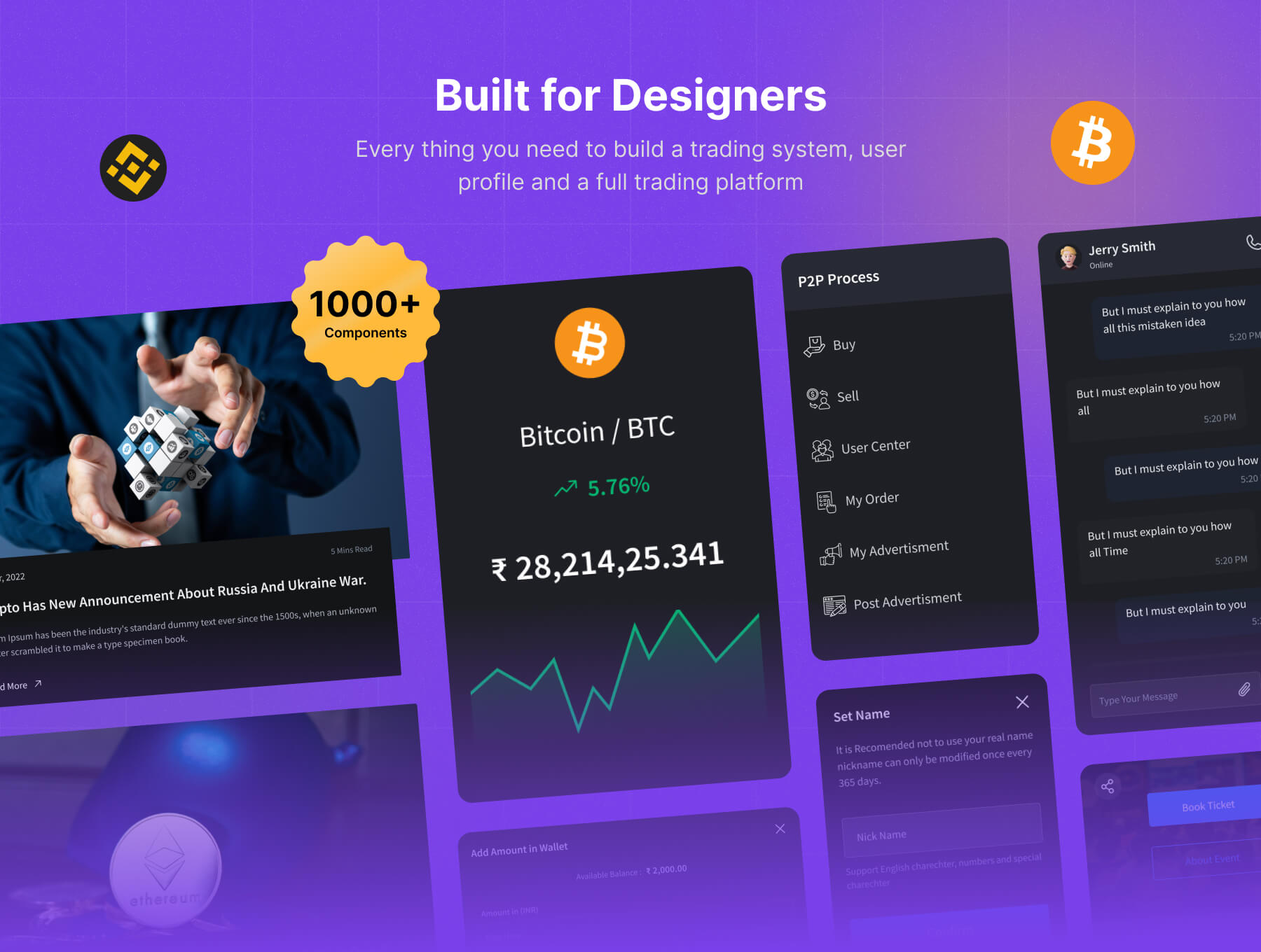 200个精品黑色加密货币交易金融主题素材包(Figma)