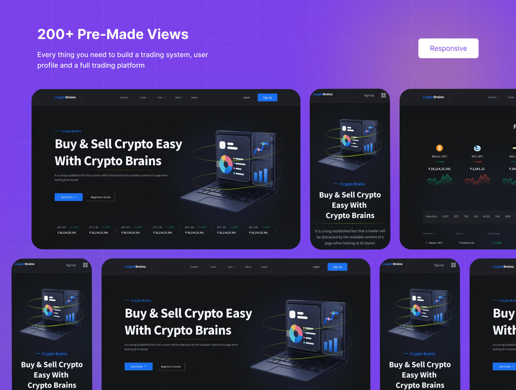 200个精品黑色加密货币交易金融主题素材包(Figma)