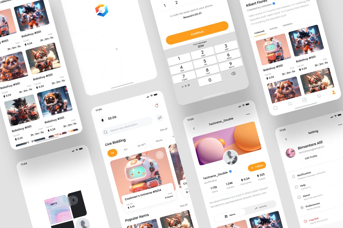 带卡通IP区块链NFT市场应用APP UI界面素材包（Figma）