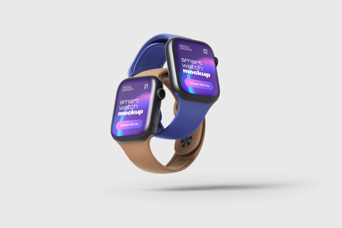 逼真的Apple Watch 8实物模型PSD样机素材