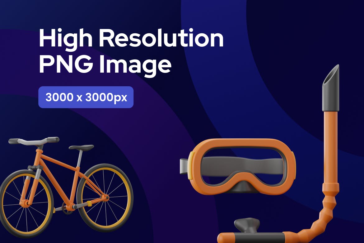 10个户外探险主题3D图标素材包（PNG,OBJ）