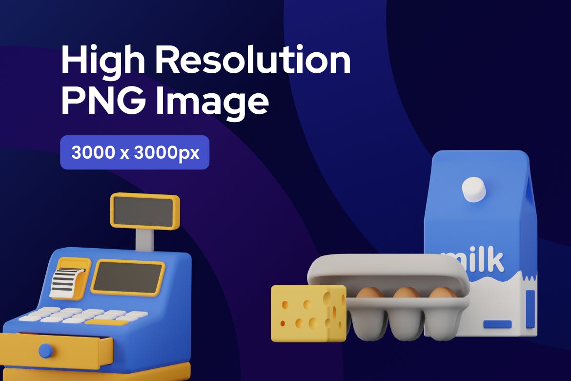 10个超多细节的3D购物图标素材包（PNG,OBJ）