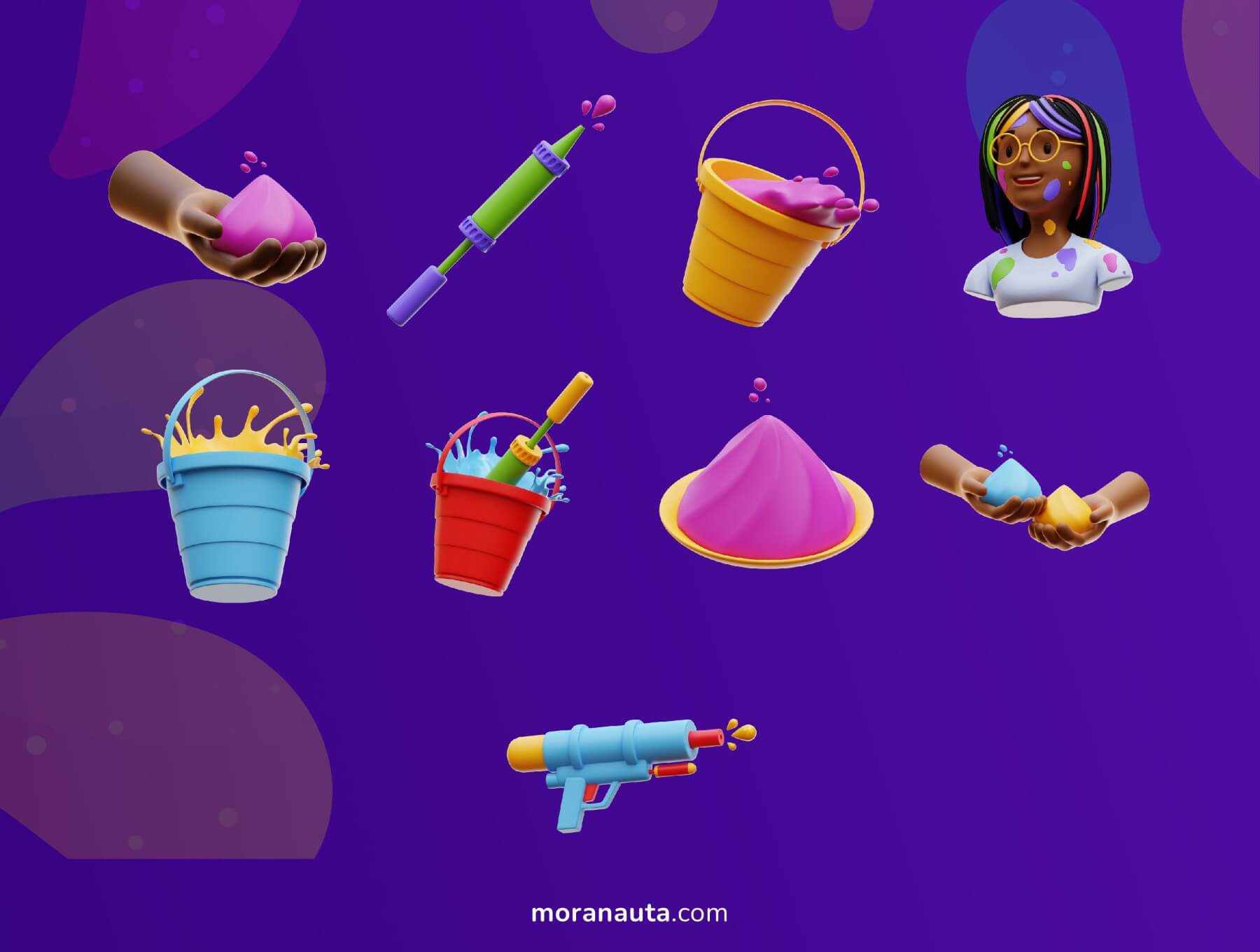 20个色彩鲜艳的各类主题3D图标素材包