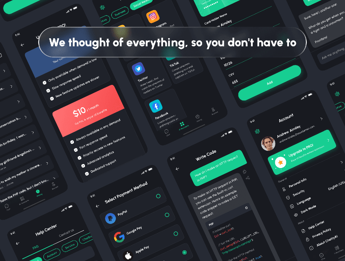 215个类似Chatgpt人工智能聊天机器人APP UI界面素材包