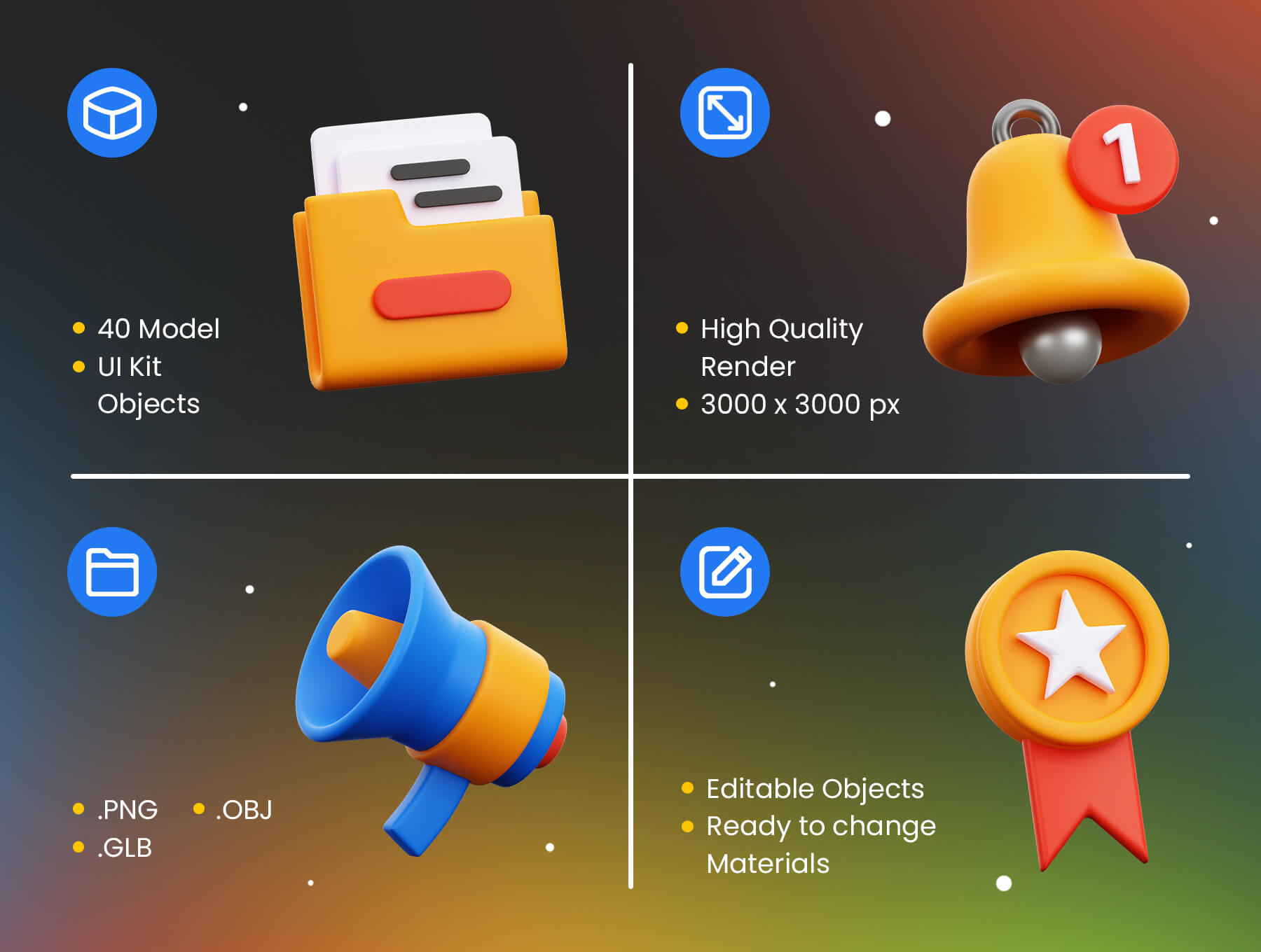 40个无特定主题的可爱3D图标素材包