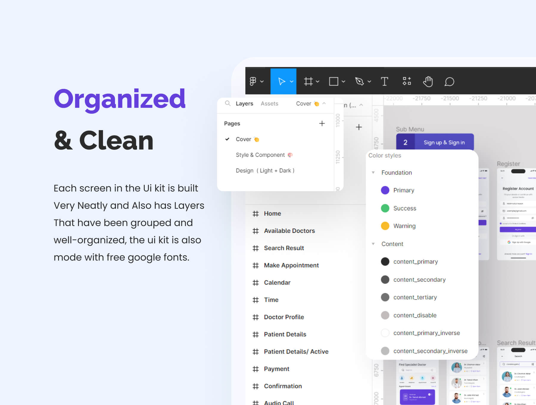 80个紫色简洁医疗健康主题APP UI界面素材包(Figma)