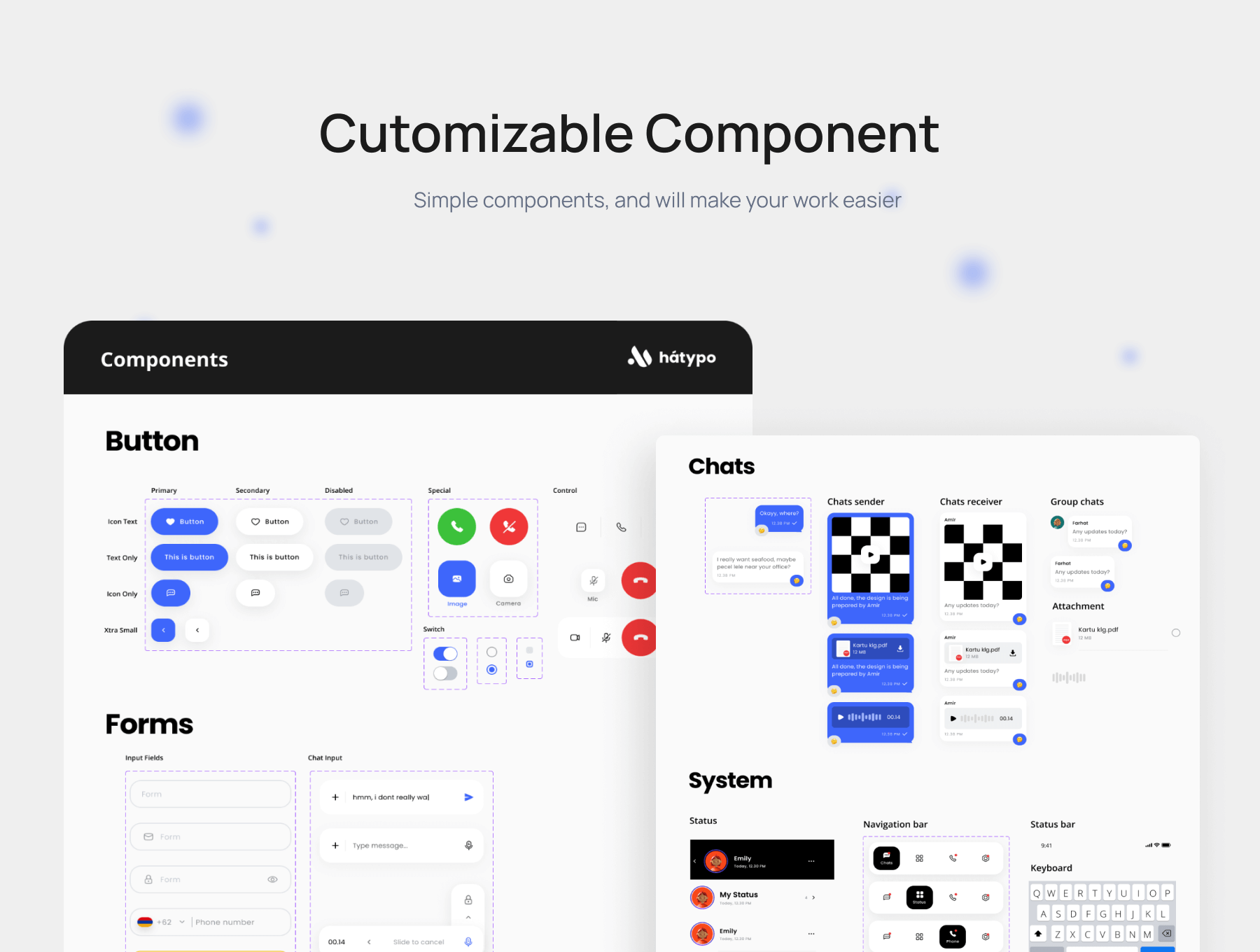 40个蓝色简洁消息聊天应用APP UI界面素材包(Figma)