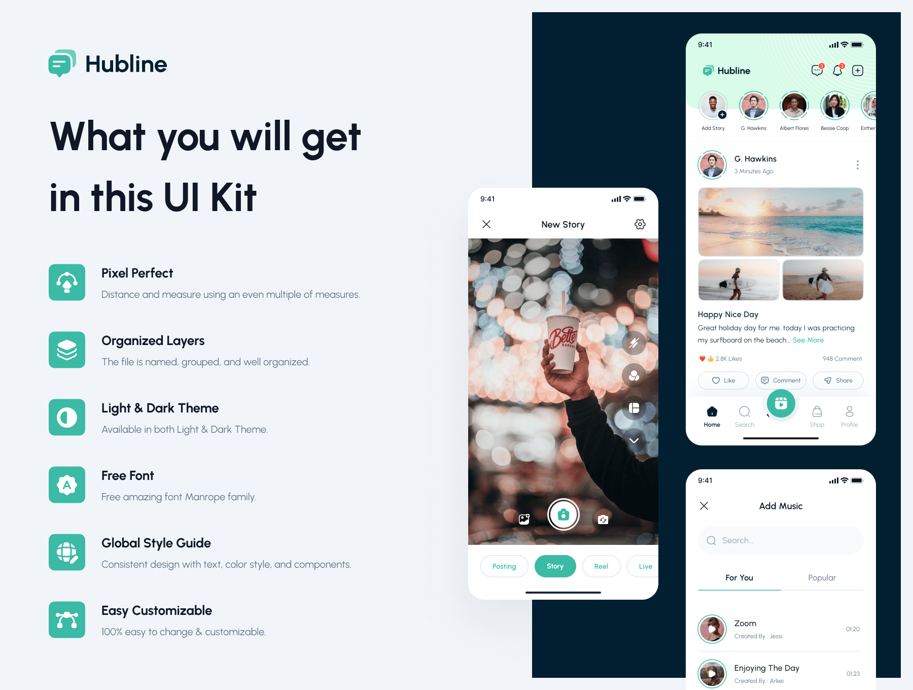 100个绿色社交主题移动APP UI界面素材包