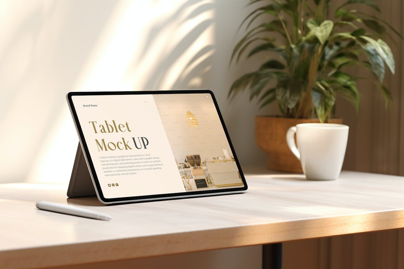 带光影场景的iPad和平板电脑PSD样机素材包