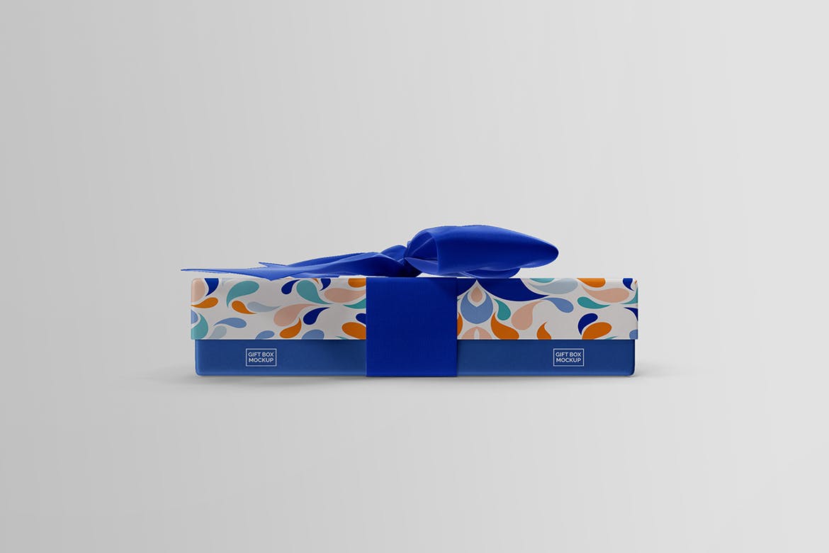 效果逼真的蓝色礼品盒实物PSD样机素材