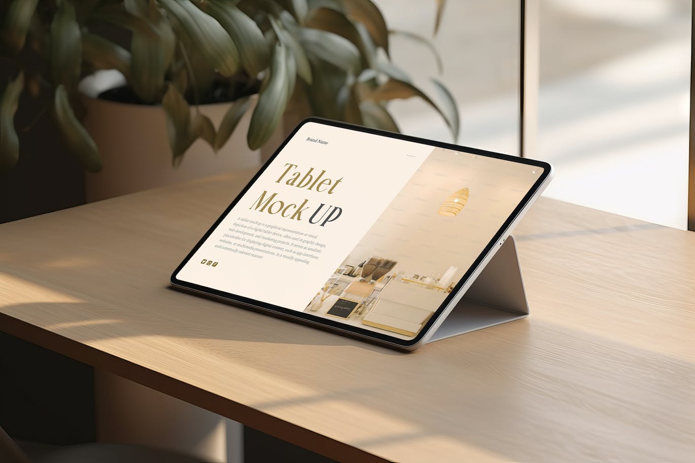 带光影场景的iPad和平板电脑PSD样机素材包