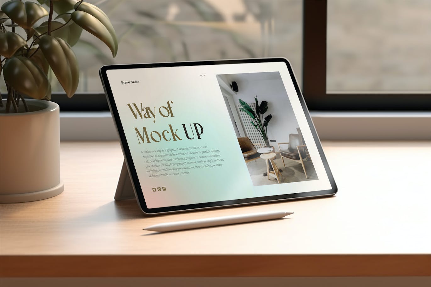 带光影场景的iPad和平板电脑PSD样机素材包