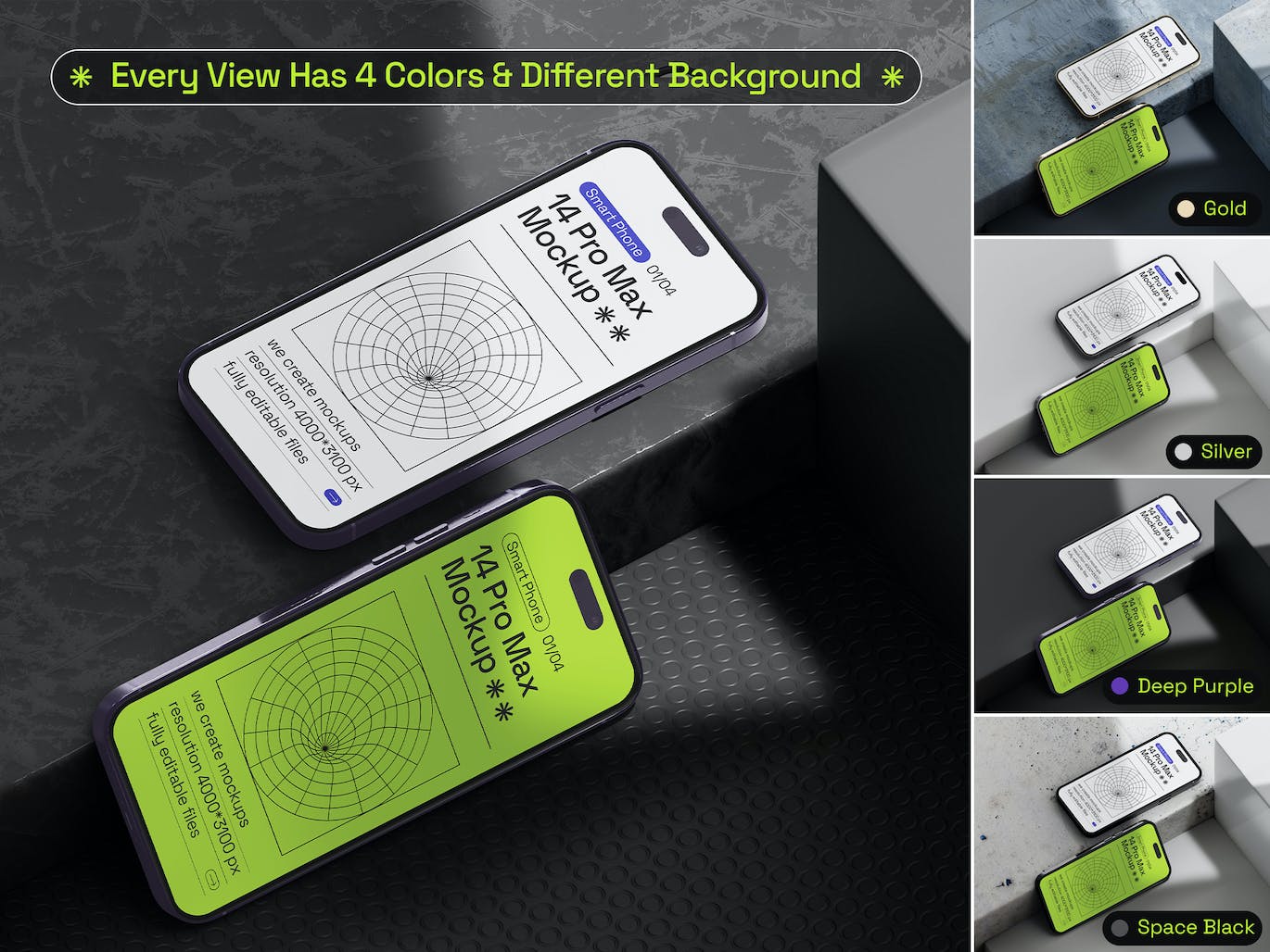 逼真的IPhone 14 Pro Max实物样机PSD素材