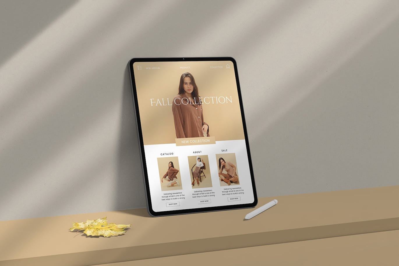 简洁带光影效果的iPad Pro平板电脑PSD样机素材