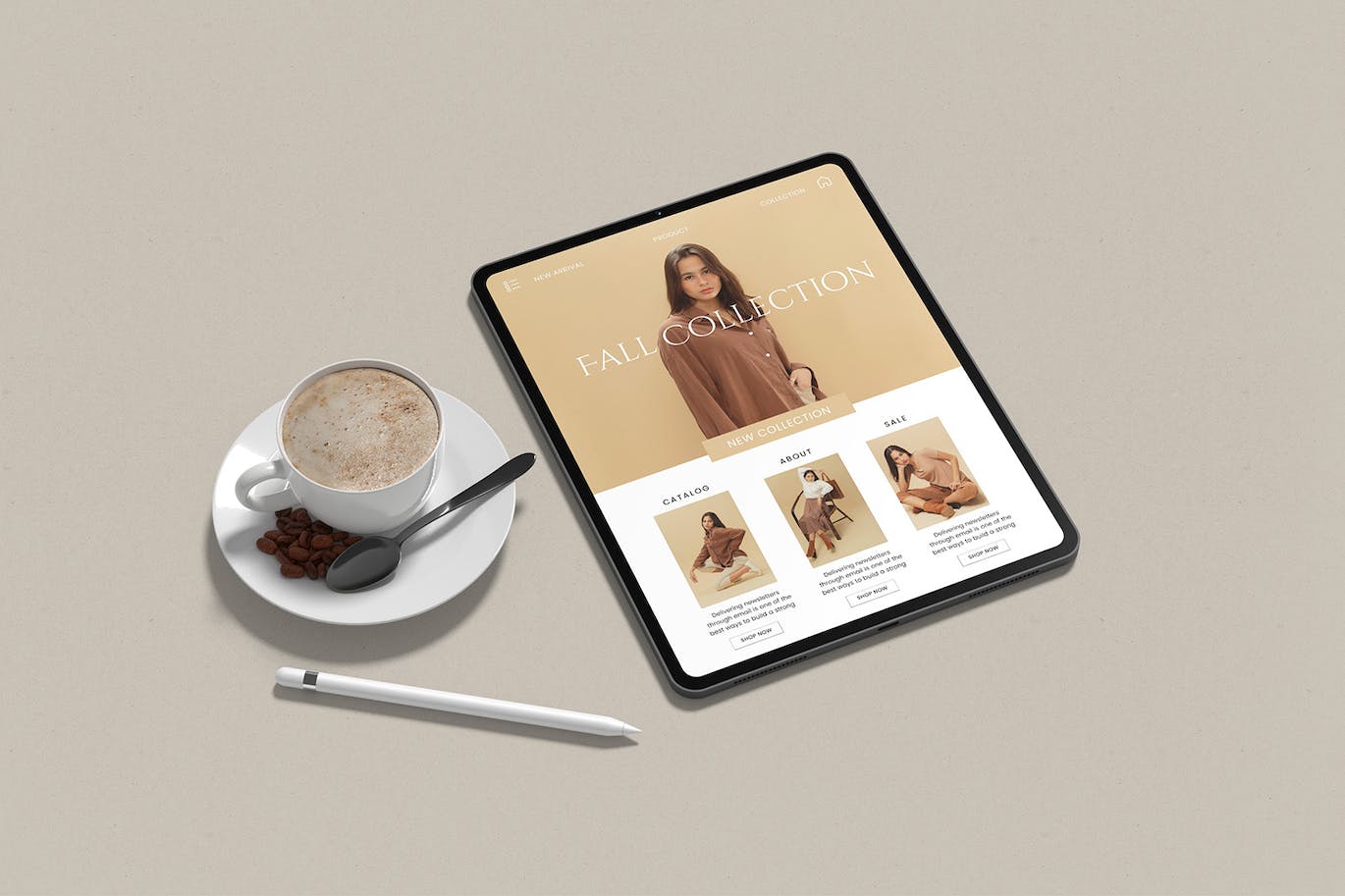 简洁带光影效果的iPad Pro平板电脑PSD样机素材