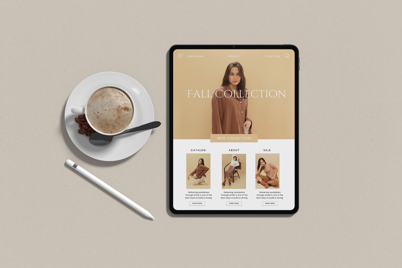 简洁带光影效果的iPad Pro平板电脑PSD样机素材