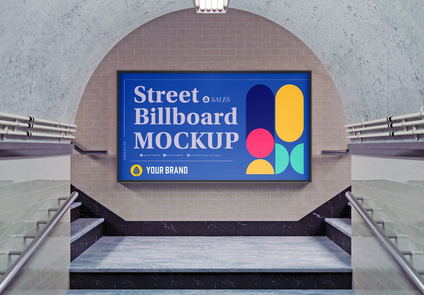 真实场景地铁广告牌实物模型PSD样机素材-9 真实场景地铁广告牌实物模型PSD样机素材