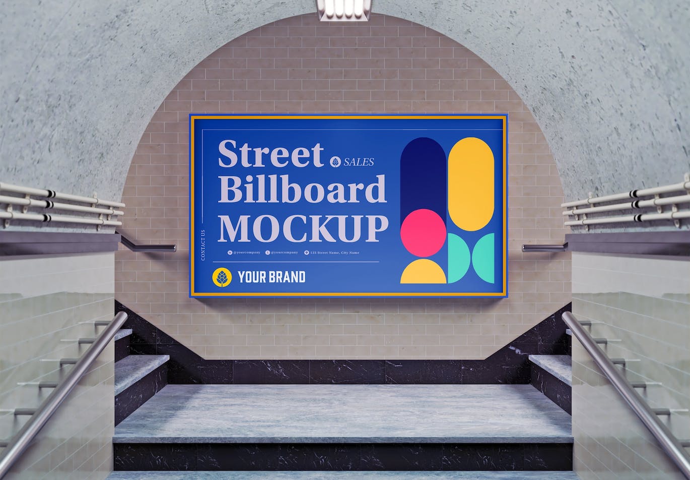 真实场景地铁广告牌实物模型PSD样机素材-2 真实场景地铁广告牌实物模型PSD样机素材