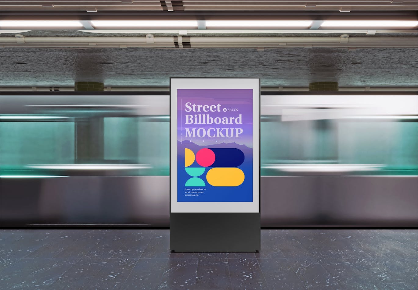 真实场景地铁广告牌实物模型PSD样机素材-5 真实场景地铁广告牌实物模型PSD样机素材