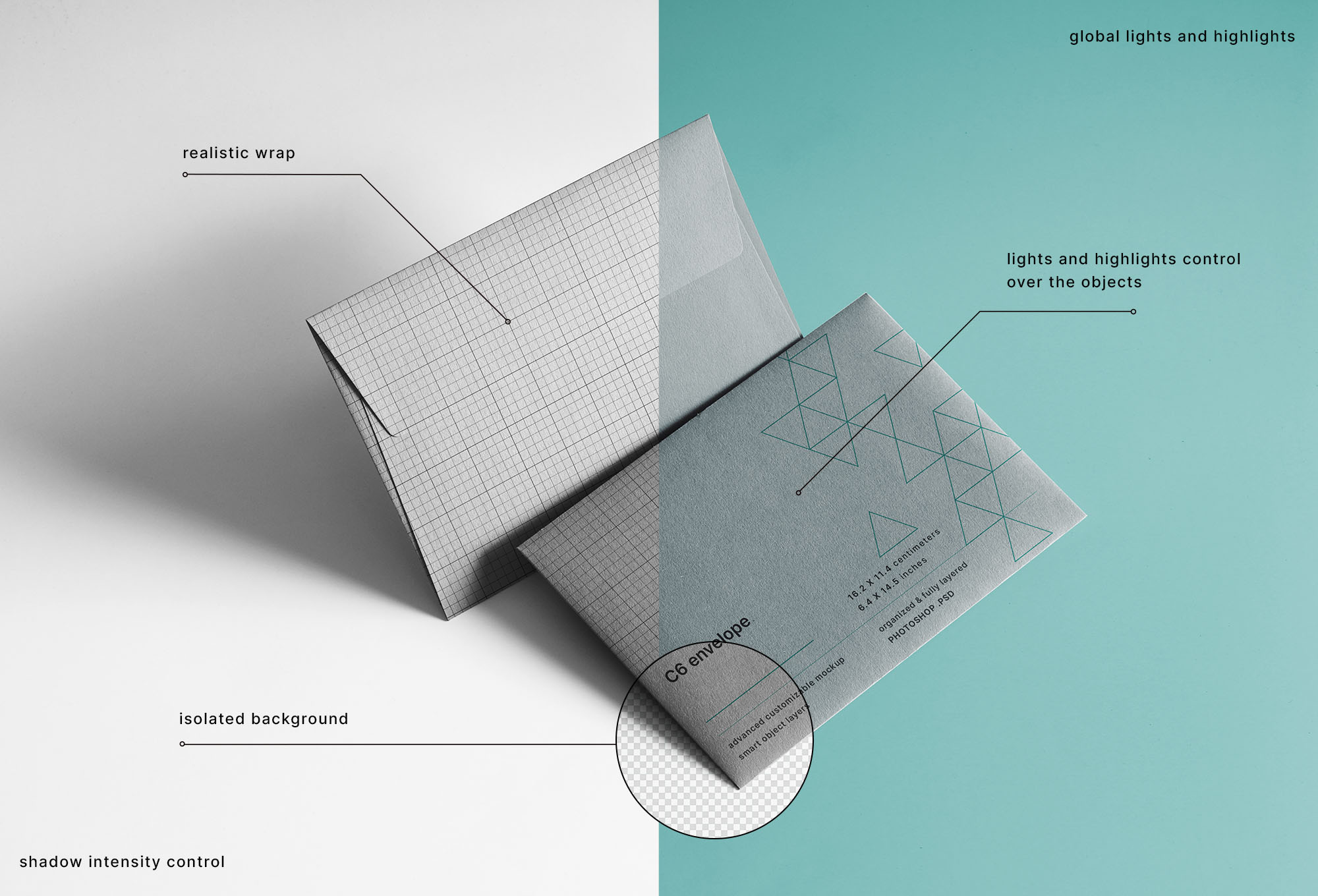 两个高级感满满的C6信封PSD样机素材包