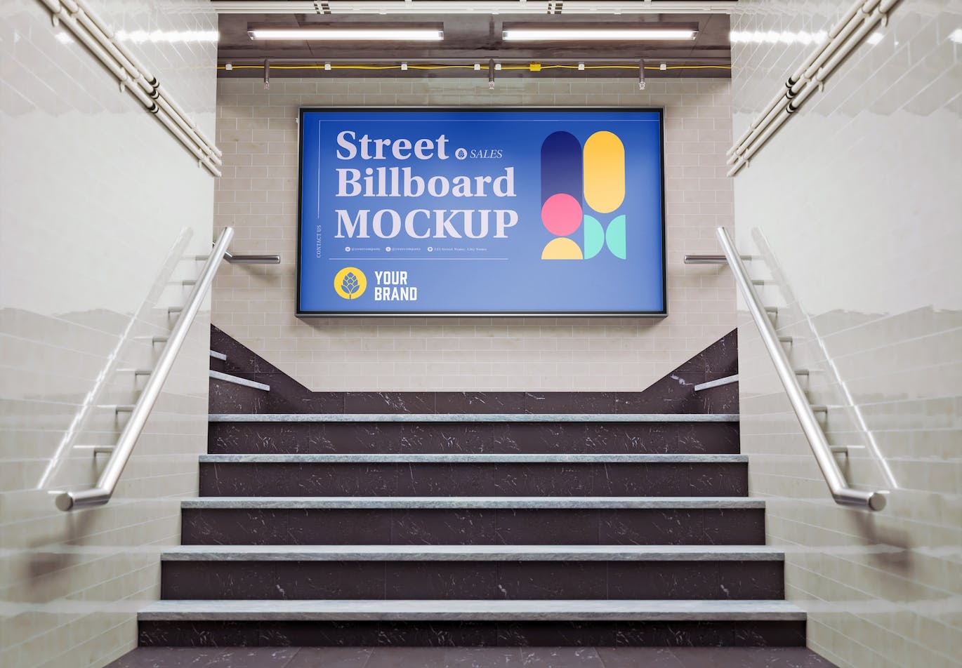 真实场景地铁广告牌实物模型PSD样机素材-4 真实场景地铁广告牌实物模型PSD样机素材