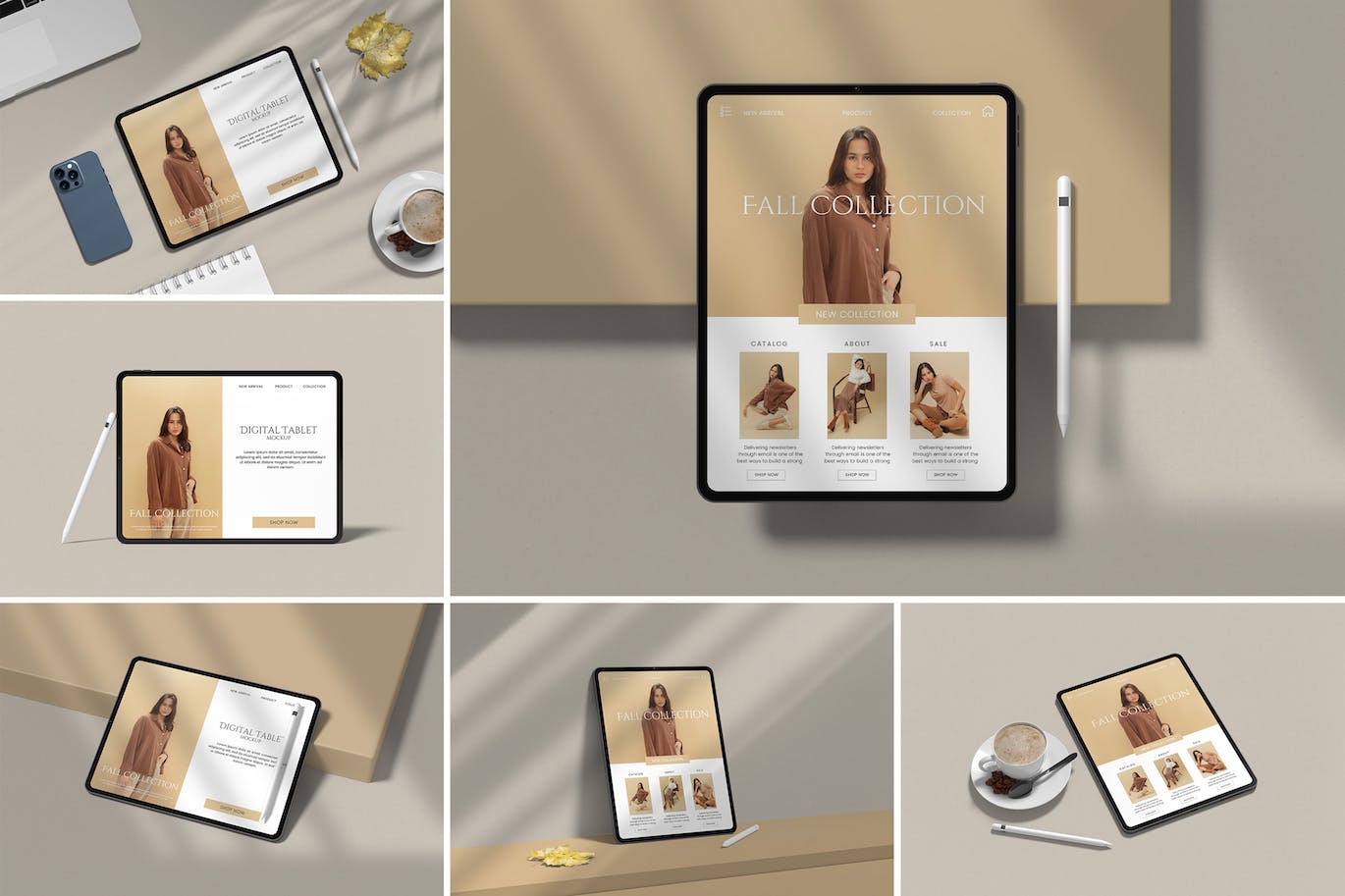 简洁带光影效果的iPad Pro平板电脑PSD样机素材