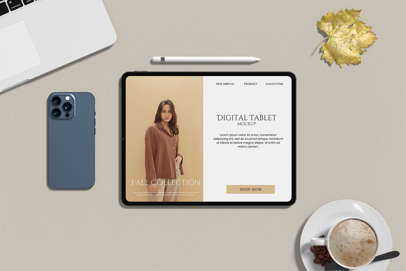 简洁带光影效果的iPad Pro平板电脑PSD样机素材