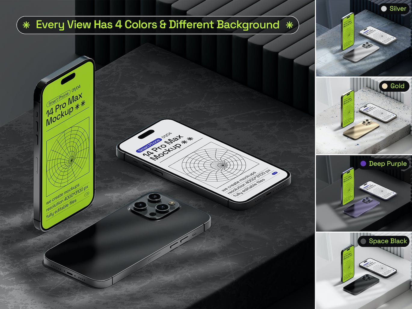 逼真的IPhone 14 Pro Max实物样机PSD素材