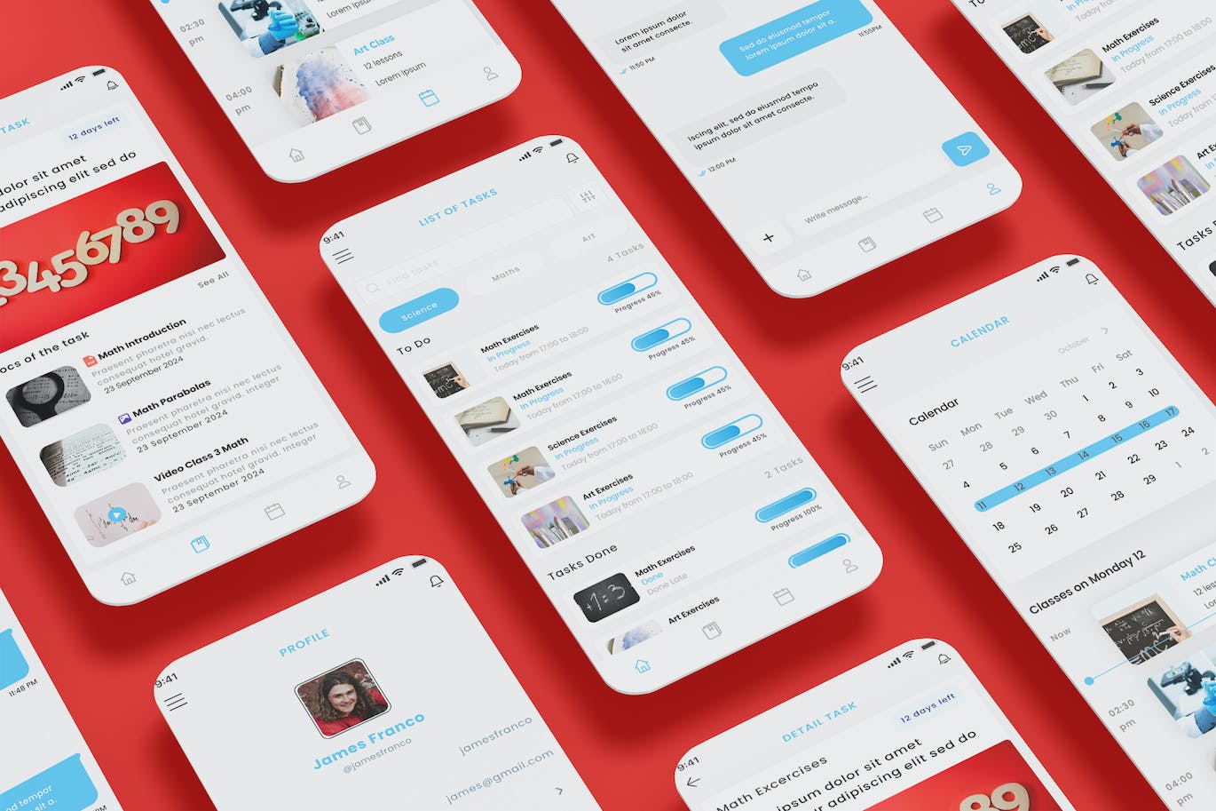 5个学校任务、学生任务和练习主题APP UI界面素材包-1 5个学校任务、学生任务和练习主题APP UI界面素材包