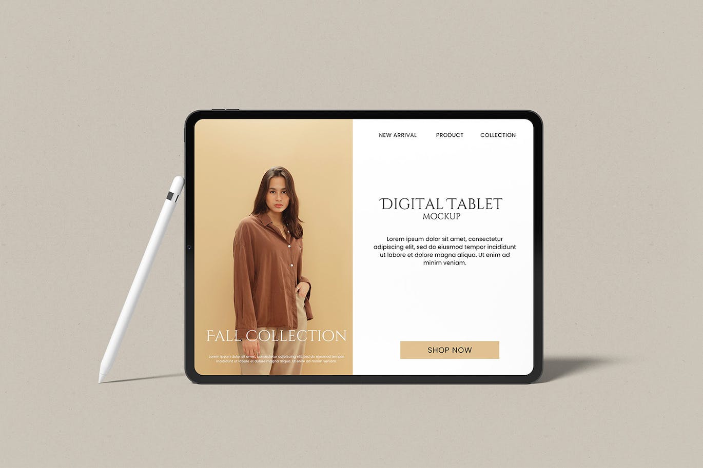 简洁带光影效果的iPad Pro平板电脑PSD样机素材