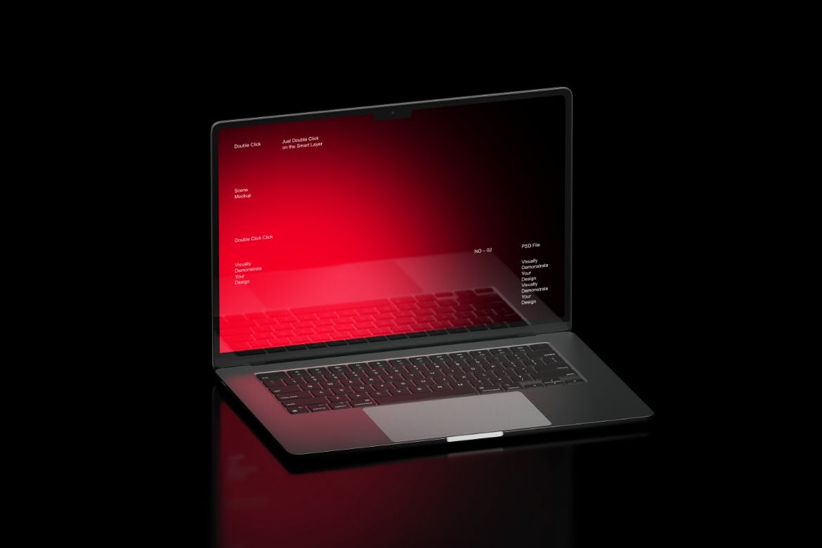 黑色场景MacBook电脑金属质感样机PSD素材包