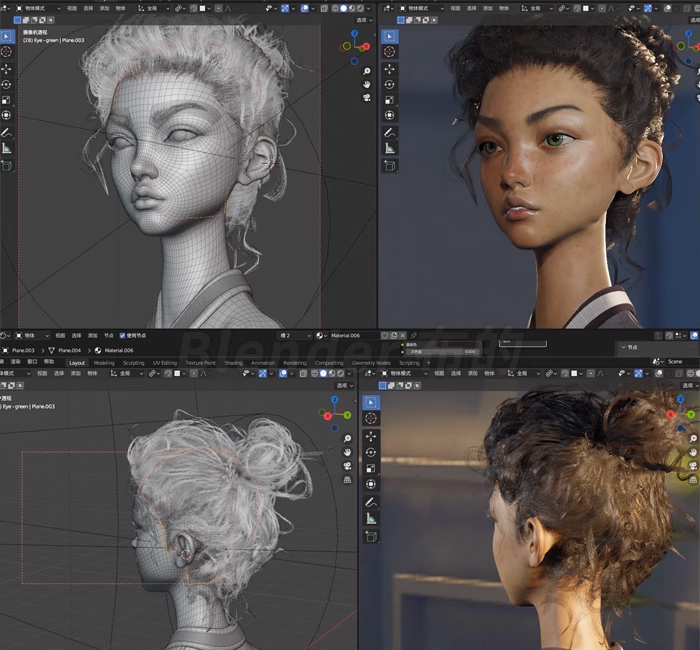 国外大神FlyCat人像写实半现实主义肖像Blender模型
