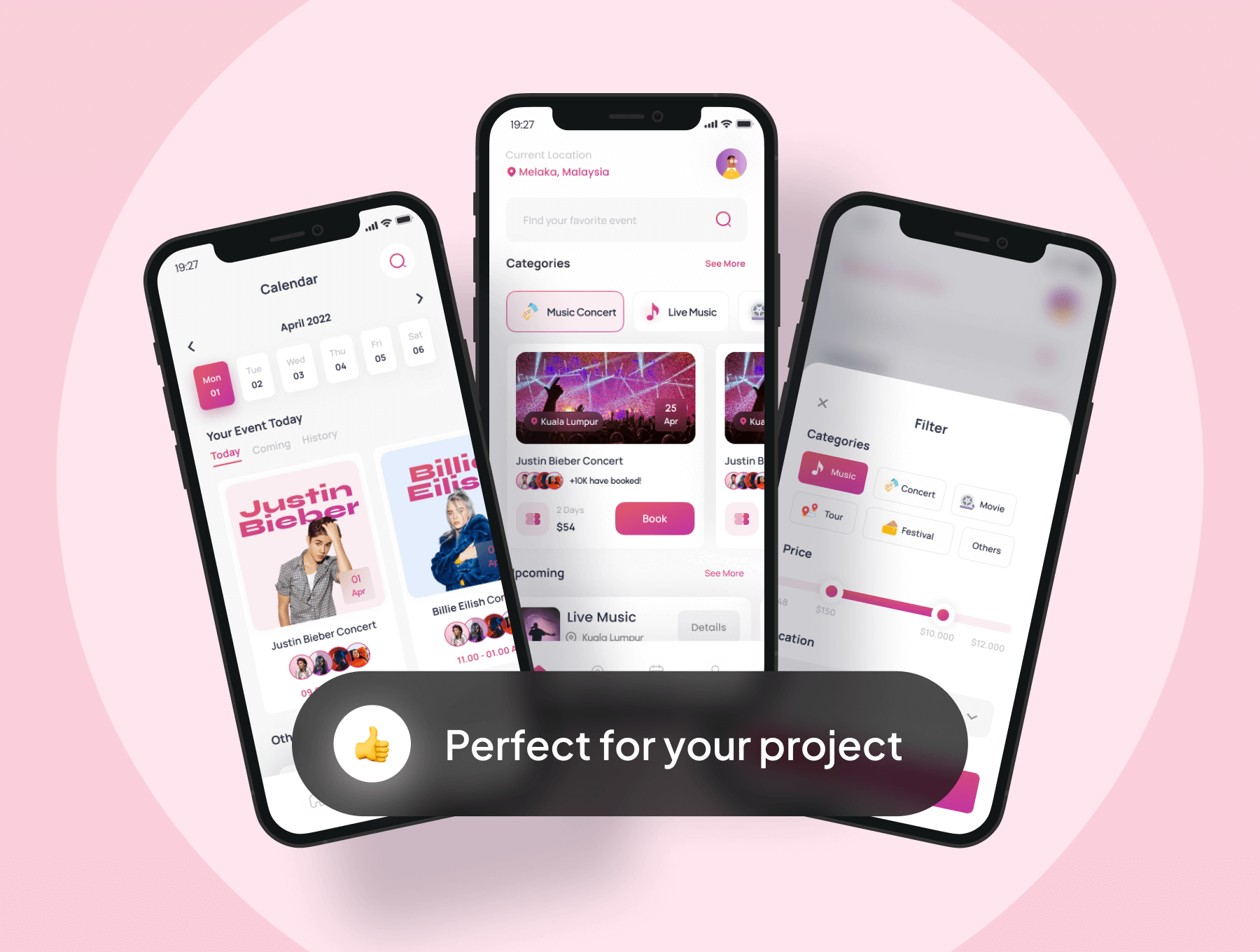 30个粉色社交活动主题移动端APP UI界面素材包(Figma)